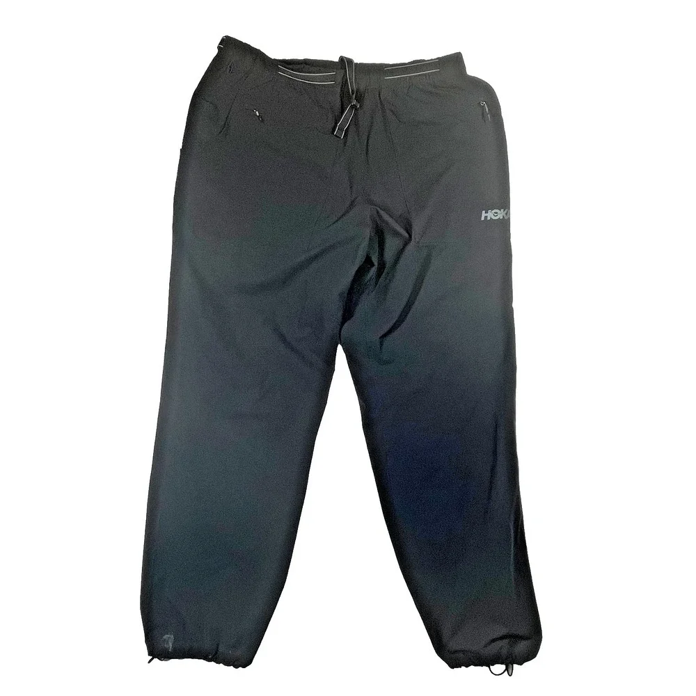 Hoka Woodland Hike Pants Mens XL Black Buckle Belt Adjustable Bungee Hem *Flaw